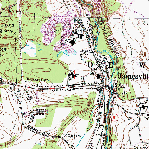 Topographic Map of Jamesville Elementary School, NY