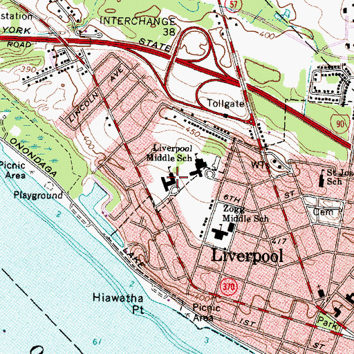 Topographic Map of Liverpool Elementary School, NY