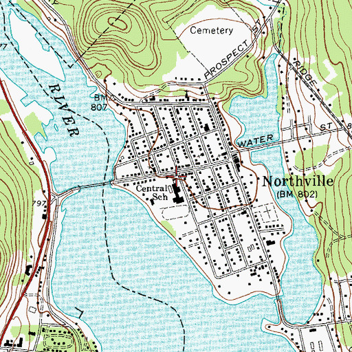 Topographic Map of Northville Elementary School, NY