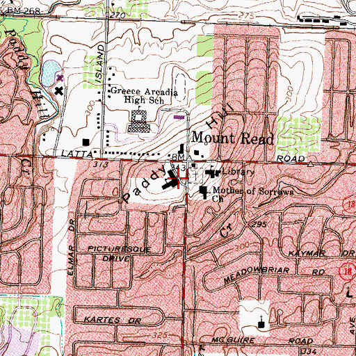 Topographic Map of Paddy Hill Elementary School, NY