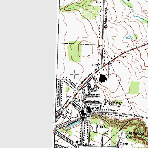 Topographic Map of Perry Elementary School, NY