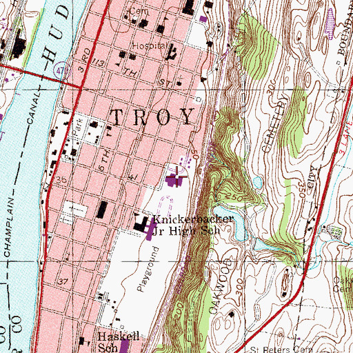 Topographic Map of Rensselaer Park Elementary School, NY