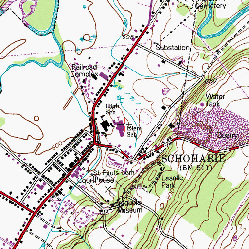 Topographic Map of Schoharie Elementary School, NY