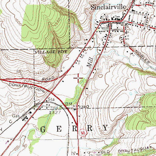 Topographic Map of Sinclairville Elementary School, NY