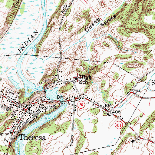 Topographic Map of Theresa Primary School, NY