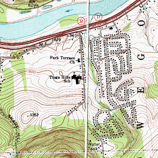 Topographic Map of Tioga Hills Elementary School, NY