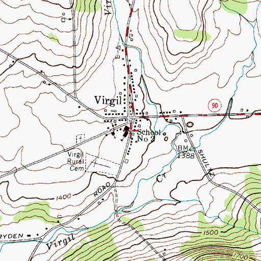 Topographic Map of Virgil Elementary School, NY