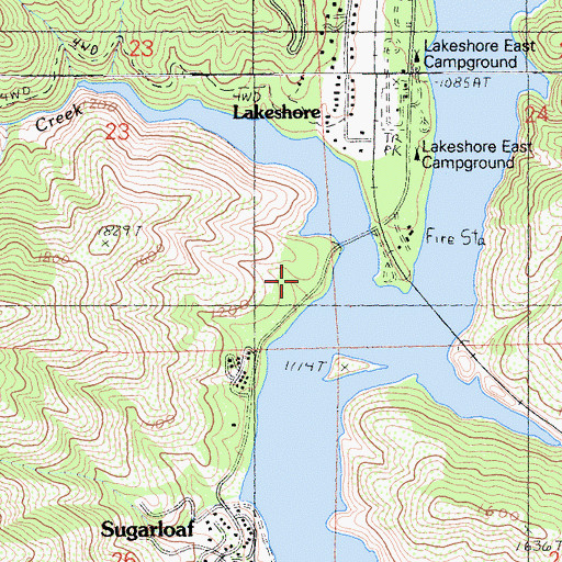 Topographic Map of Lakeshore Campground, CA