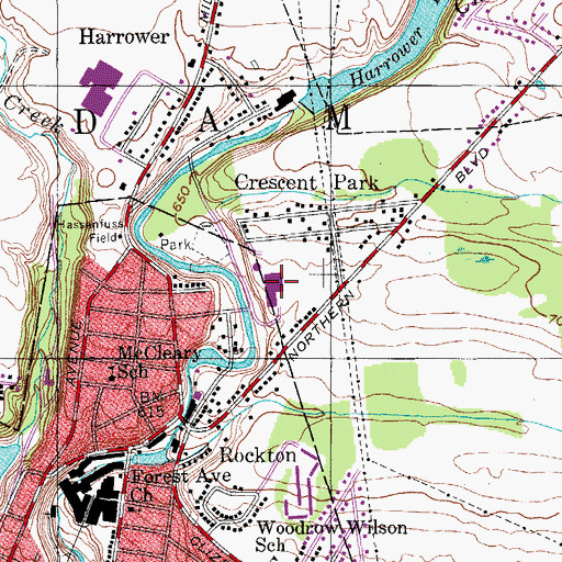 Topographic Map of William B Tecler Elementary School, NY