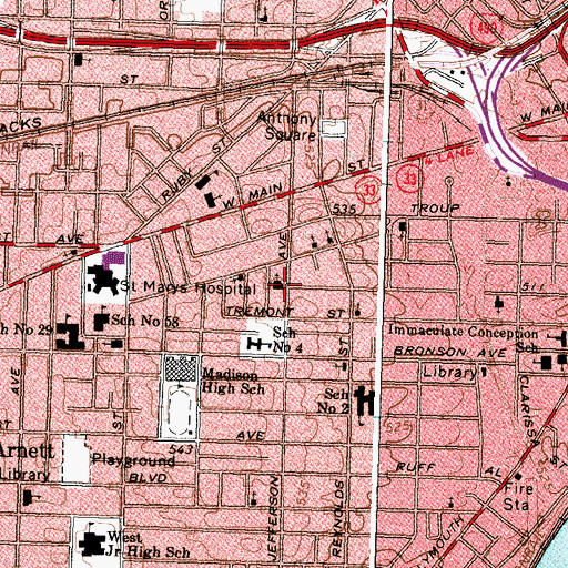 Topographic Map of Rochester Academy of Seventh Day Adventists, NY