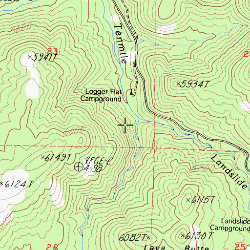 Topographic Map of Landslide Creek, CA
