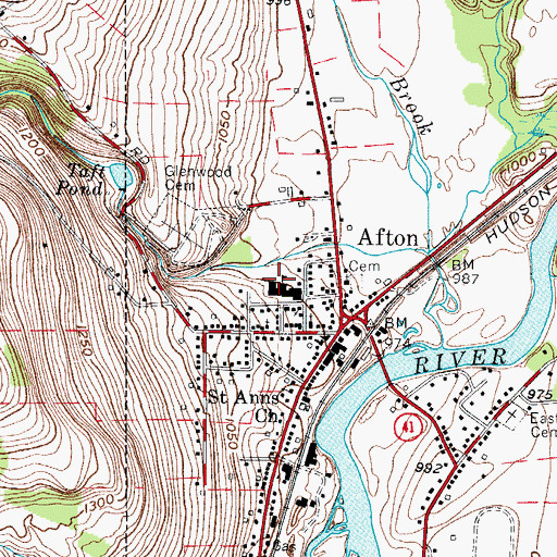 Topographic Map of Afton Middle - High School, NY