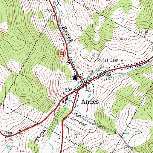 Topographic Map of Andes Central School, NY