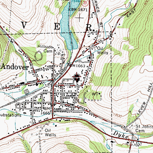 Topographic Map of Andover School, NY