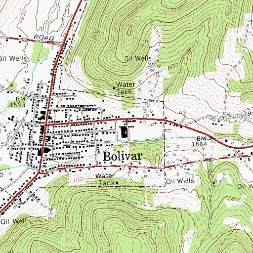 Topographic Map of Bolivar - Richburg Junior - Senior High School, NY