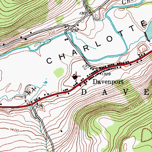 Topographic Map of Charlotte Valley School, NY