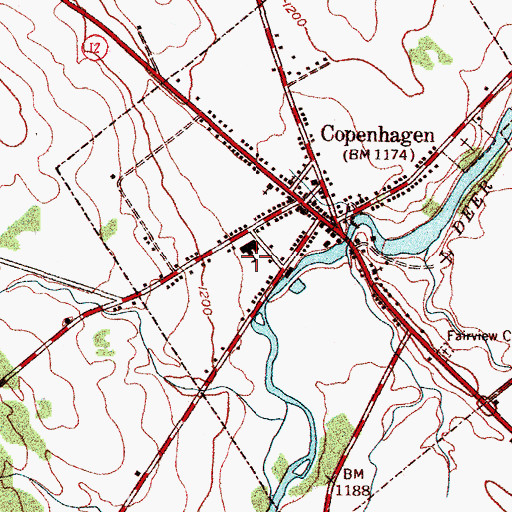 Topographic Map of Copenhagen Central School, NY