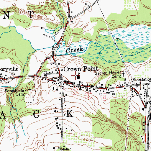 Topographic Map of Crown Point Central School, NY