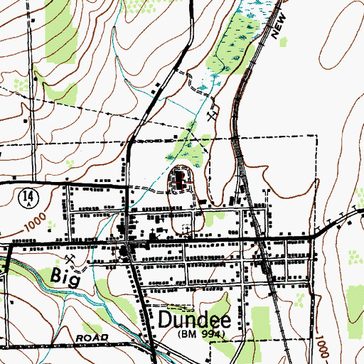 Topographic Map of Dundee Junior - Senior High School, NY