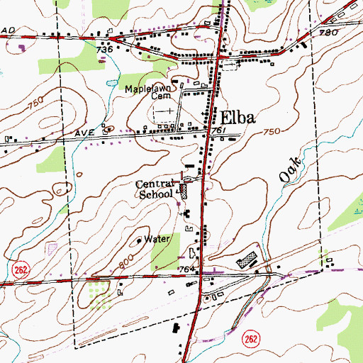 Topographic Map of Elba Junior - Senior High School, NY