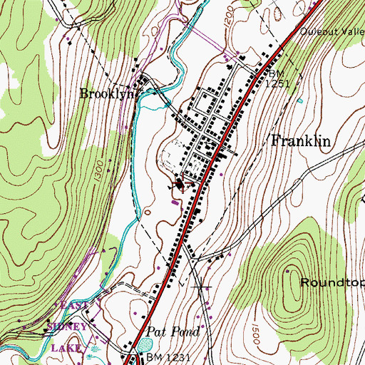 Topographic Map of Franklin Central School, NY