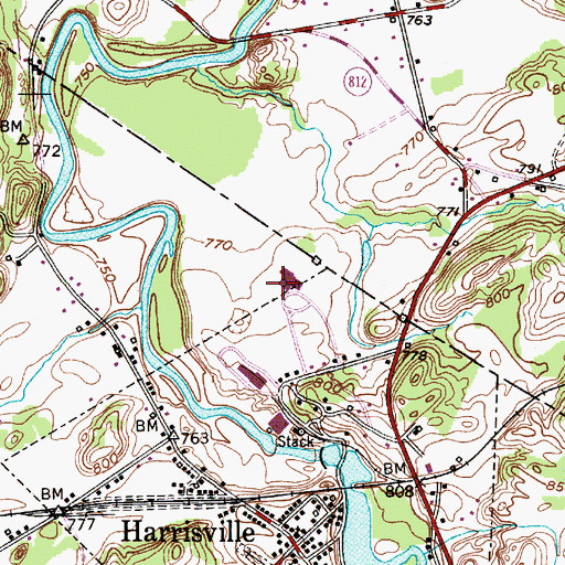Topographic Map of Harrisville Junior - Senior High School, NY