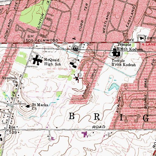 Topographic Map of Hillel School, NY