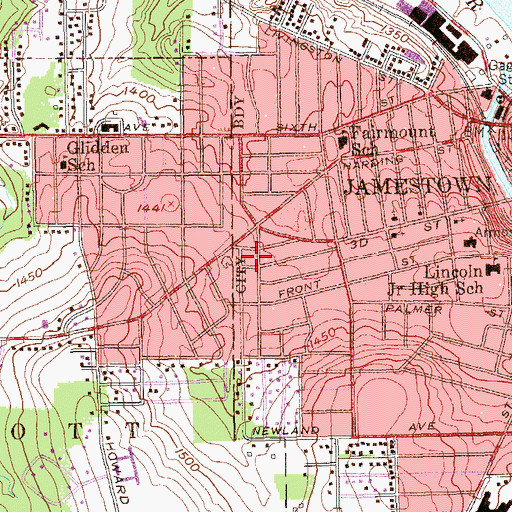 Topographic Map of Jamestown Seventh - Day Adventist School, NY