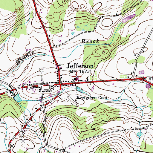 Topographic Map of Jefferson Central School, NY