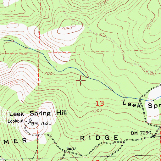 Topographic Map of Leek Spring Valley, CA