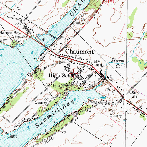 Topographic Map of Lyme Central School, NY