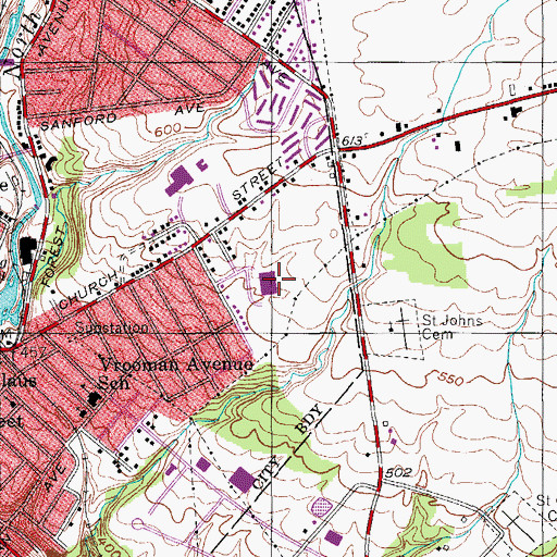 Topographic Map of Marie Curie Institute of Engineering and Commerce, NY