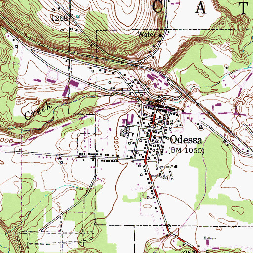 Topographic Map of Odessa - Montour Middle - High School, NY