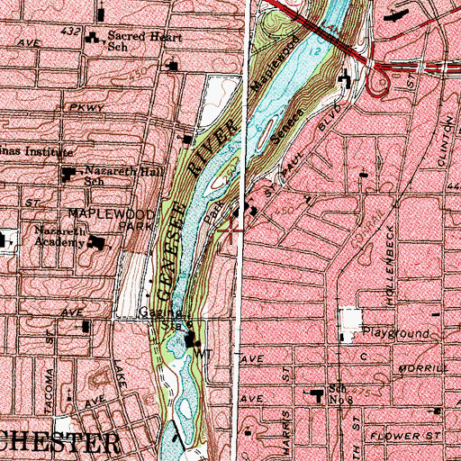 Topographic Map of Rochester School for the Deaf, NY