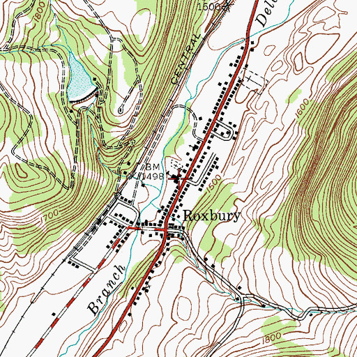 Topographic Map of Roxbury Central School, NY