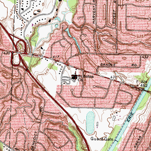 Topographic Map of Saint John of Rochester School, NY