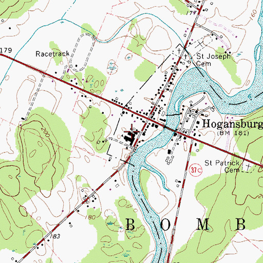 Topographic Map of Saint Regis Mohawk School, NY