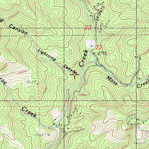 Topographic Map of Lightning Canyon, CA