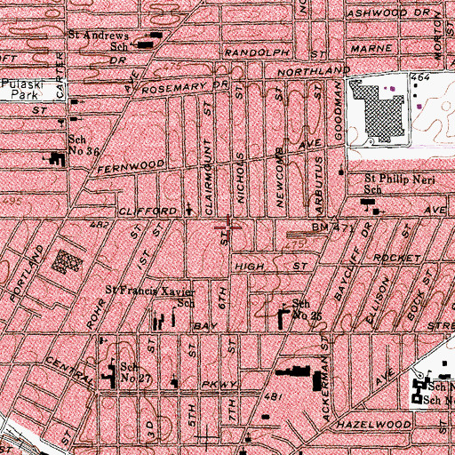 Topographic Map of School Number 45, NY