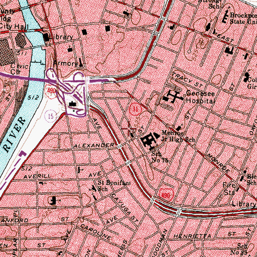 Topographic Map of School Without Walls, NY