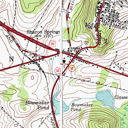 Topographic Map of Sharon Springs Central School, NY