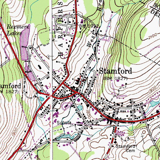 Topographic Map of Stamford Central School, NY