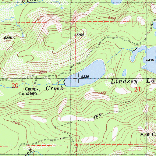 Topographic Map of Lindsey Lakes, CA