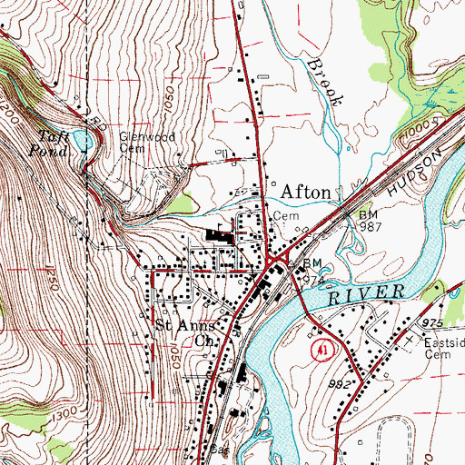 Topographic Map of Afton Elementary School, NY