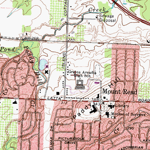 Topographic Map of Arcadia Middle School, NY