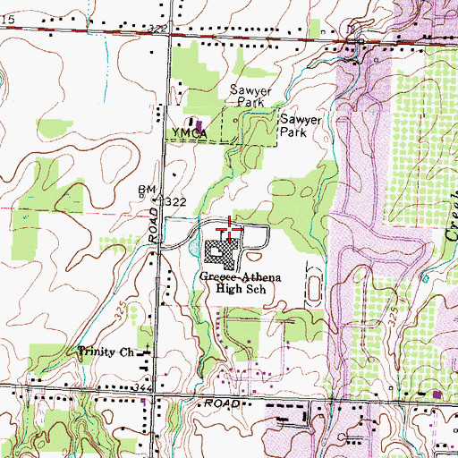 Topographic Map of Athena Middle School, NY
