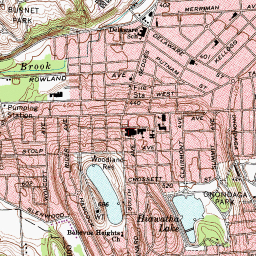 Topographic Map of Bellevue Middle School Academy, NY