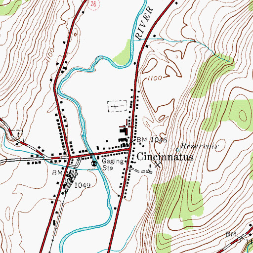 Topographic Map of Cincinnatus Middle School, NY