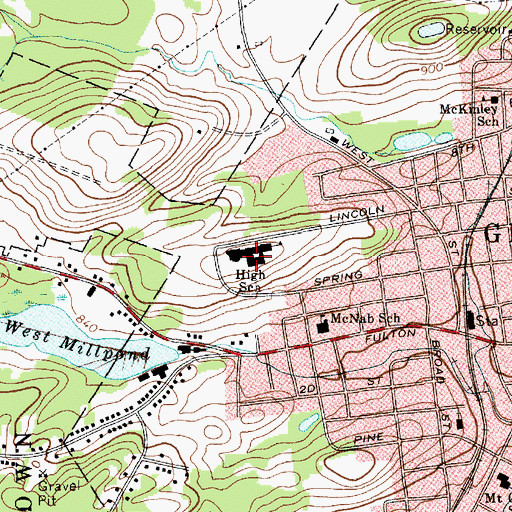 Topographic Map of Gloversville Middle School, NY