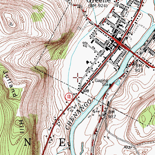 Topographic Map of Greene Middle School, NY